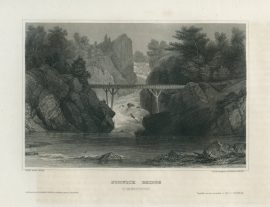 Antique Engraving - Norwich Bridge, Connecticut (1854)