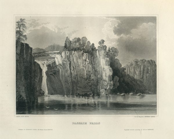Antique Engraving - Passaie Falls, New Jersey (1852)