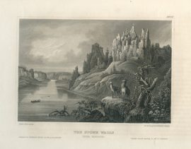 Antique Engraving - The Stone Walls, Upper Missouri (1856)
