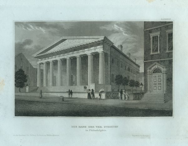 Antique Engraving - The Bank of the United States, Philadelphia (1835)