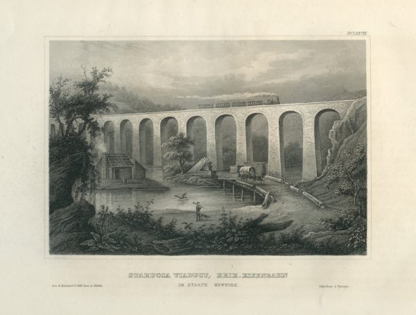 Antique Engraving - Starrucca Viaduct, Erie Railway, New York (1852)