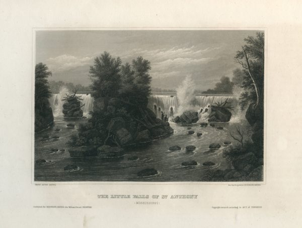 Antique Engraving - The Little Falls of St. Anthony (1854)