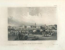 Antique Engraving - At Kai Levee, New Orleans (1854)