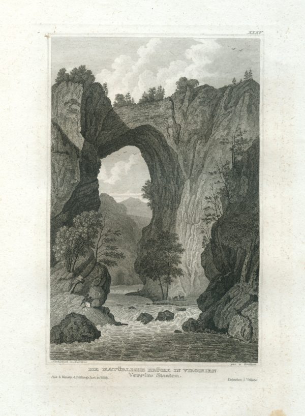 Antique Engraving - The Natural Bridge in Virginia (1833)