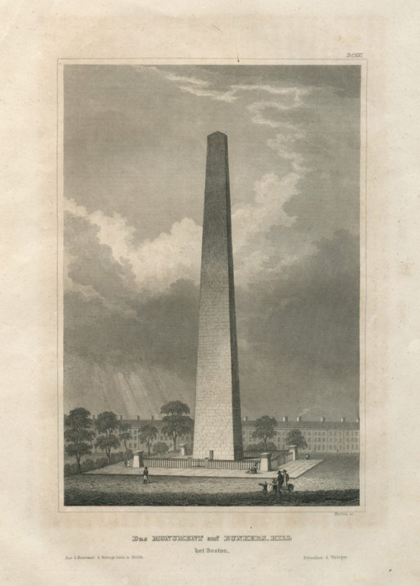 Antique Engraving - The Monument on Bunkers Hill (1850)