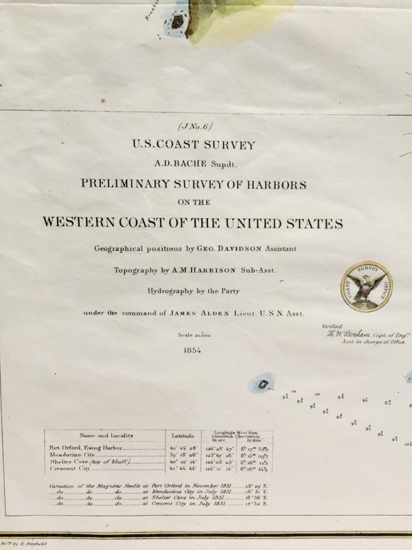 U.S. Coast Survey Map Western Coast of the United States (1854)