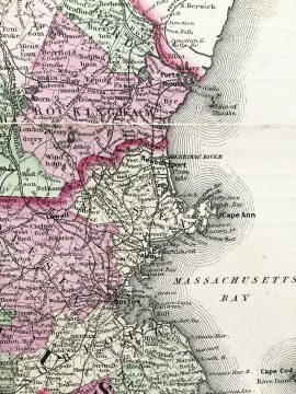 Antique Map - Vermont, New Hampshire, Massachusetts, Rhode Island, Connecticut State Map (1864)