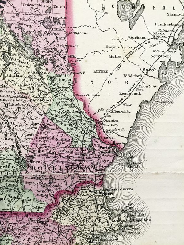 Antique Map - Vermont, New Hampshire, Massachusetts, Rhode Island, Connecticut State Map (1864)