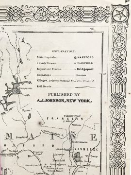 Antique Map - Vermont, New Hampshire, Massachusetts, Rhode Island, Connecticut State Map (1864)