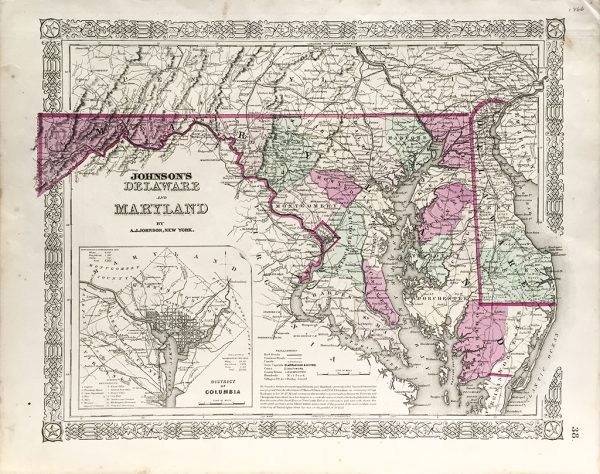 Antique Map - Delaware and Maryland State Map (1866)