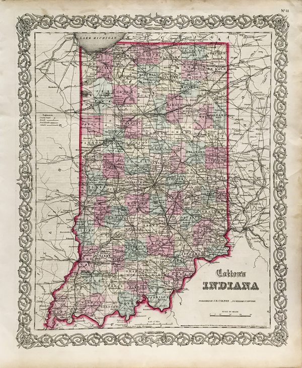 Antique Map - Indiana State Map (1855)