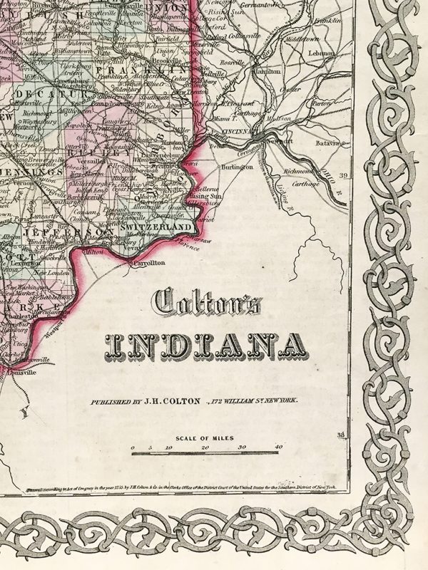 Antique Map - Indiana State Map (1855)