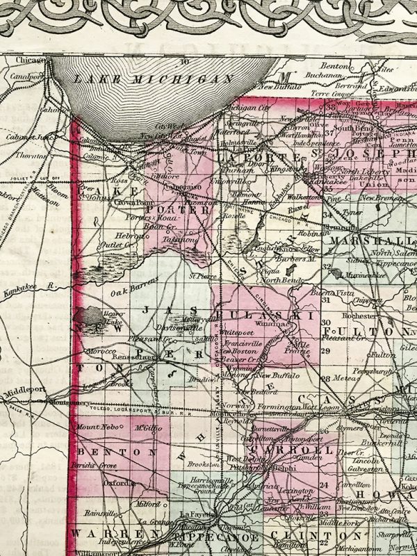 Antique Map - Indiana State Map (1855)