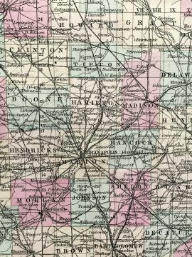 Antique Map - Indiana State Map (1855)