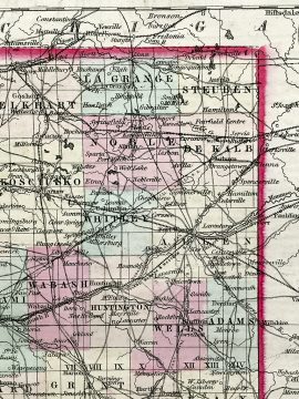 Antique Map - Indiana State Map (1855)