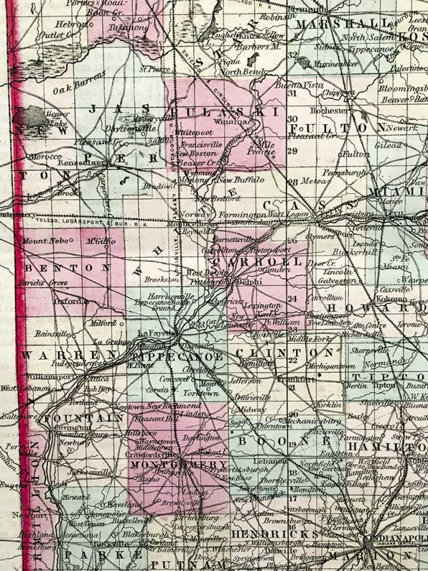 Antique Map - Indiana State Map (1855)