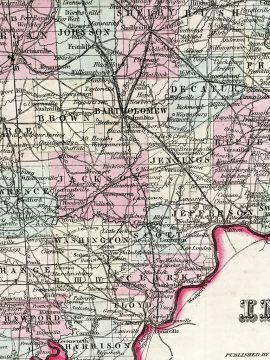 Antique Map - Indiana State Map (1855)
