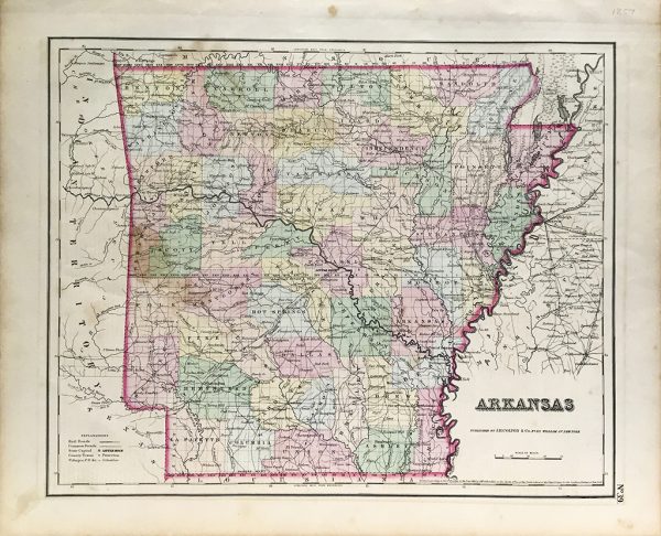 Antique Map - Arkansas State Map (1857)