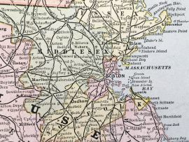 Massachusetts, Connecticut, and Rhode Island State Map (1886)