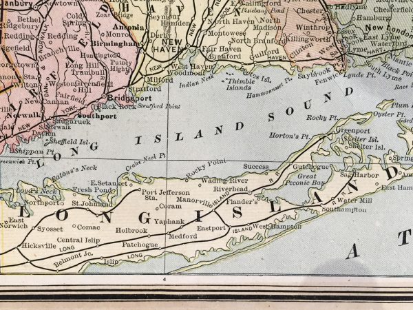 Massachusetts, Connecticut, and Rhode Island State Map (1886)