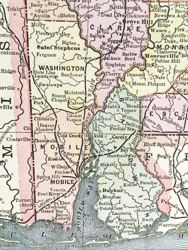 Antique Map - Alabama State Map (1892)