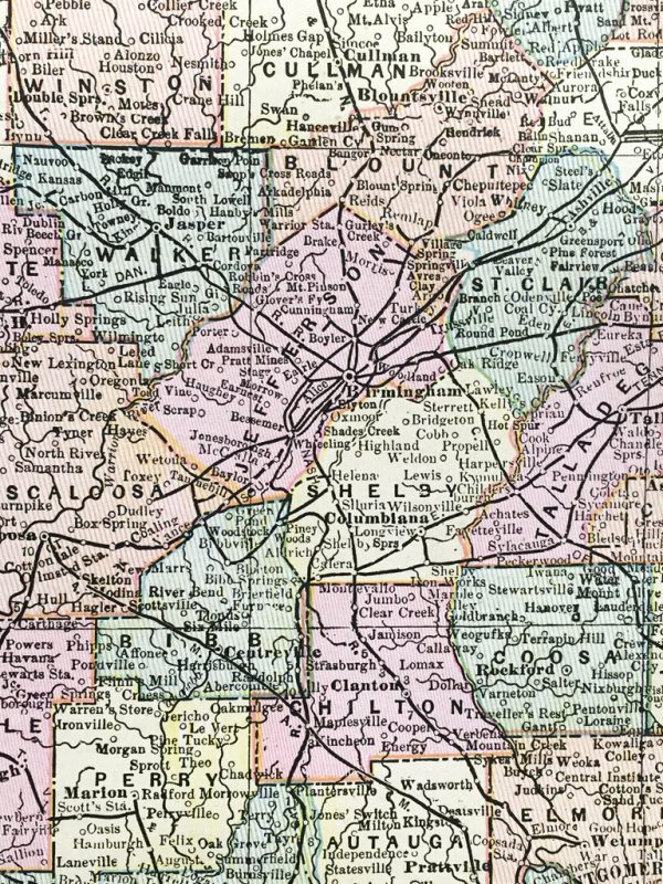 Antique Map - Alabama State Map (1892)