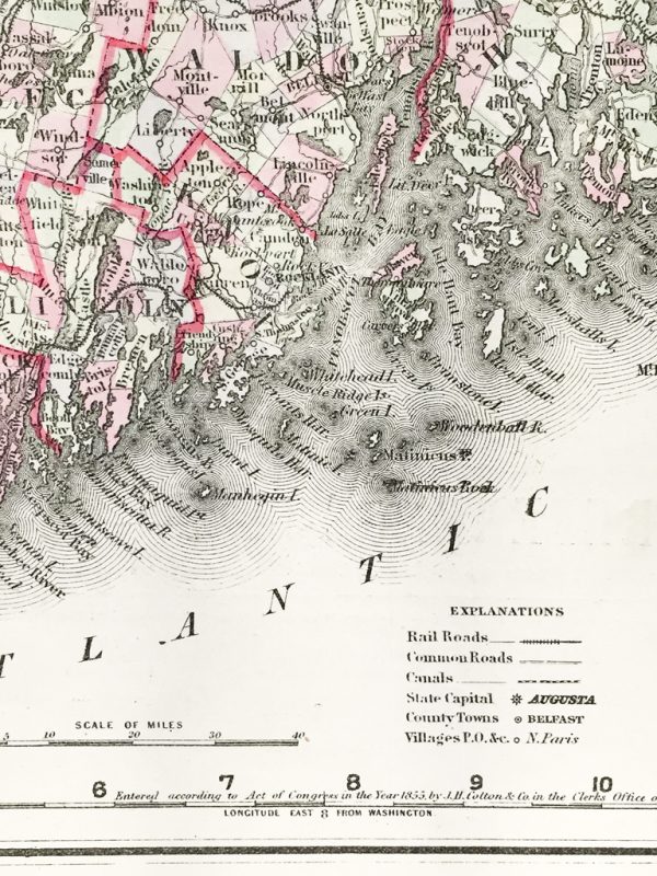 Antique Map - Maine State Map (1855)