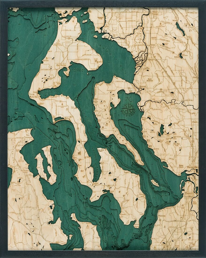 Bathymetric Map Whidbey Islands Washington Scrimshaw Gallery