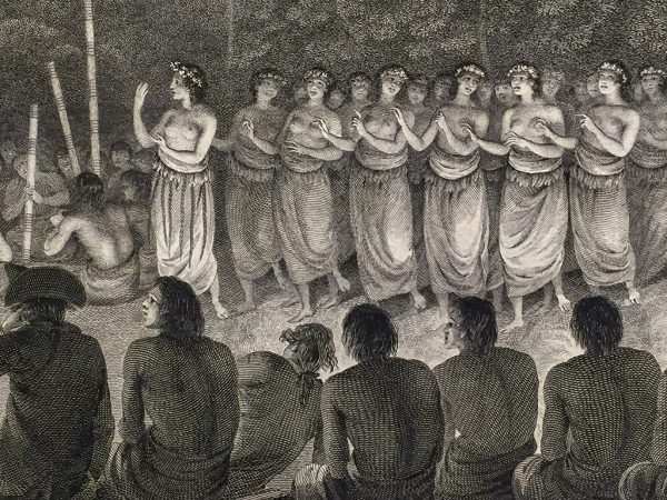 Cook Engraving - A Night Dance by Women in Hapaee