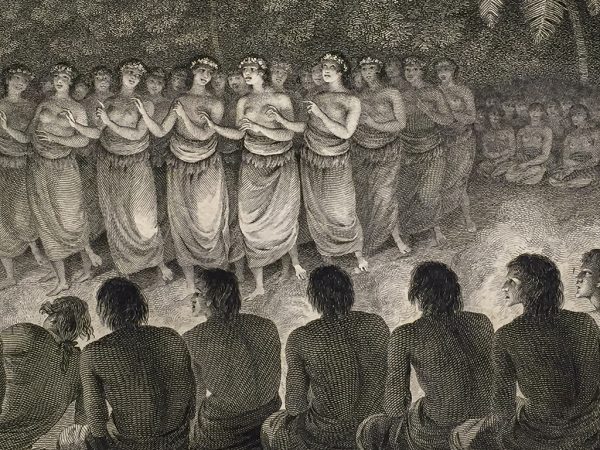 Cook Engraving - A Night Dance by Women in Hapaee