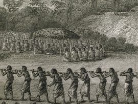 Cook Engraving - The Natche - A Cheremony in Honour of the King's Son in Tongataboo