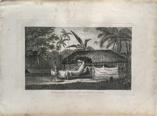 Cook Engraving - The Body of Tee A Chief as Preserved After Death In Otaheite