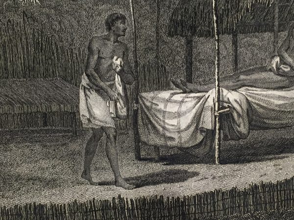 Cook Engraving - The Body of Tee A Chief as Preserved After Death In Otaheite