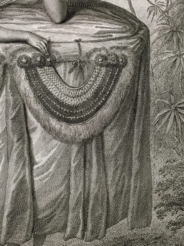 Cook Engraving - A Young Woman of Otaheite Bringing a Present