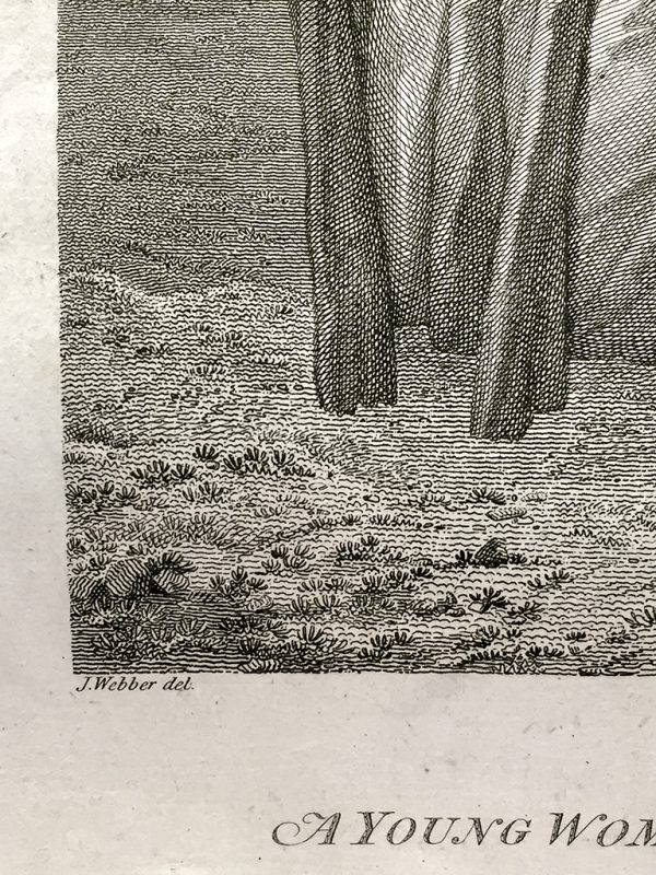 Cook Engraving - A Young Woman of Otaheite Bringing a Present
