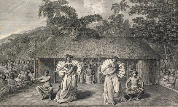 Cook Engraving - A Dance in Otaheite