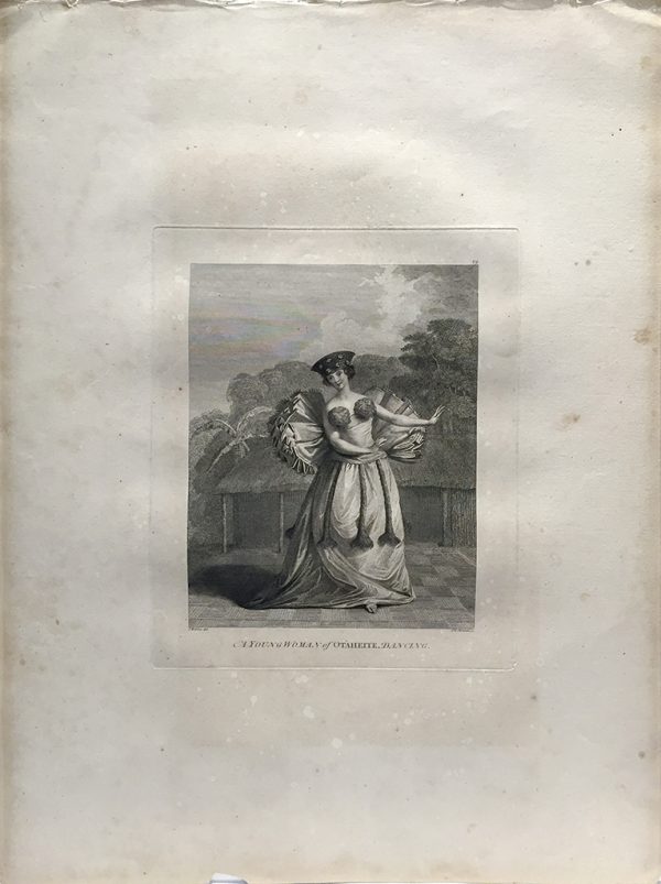 Cook Engraving - A Young Woman of Otaheite Dancing