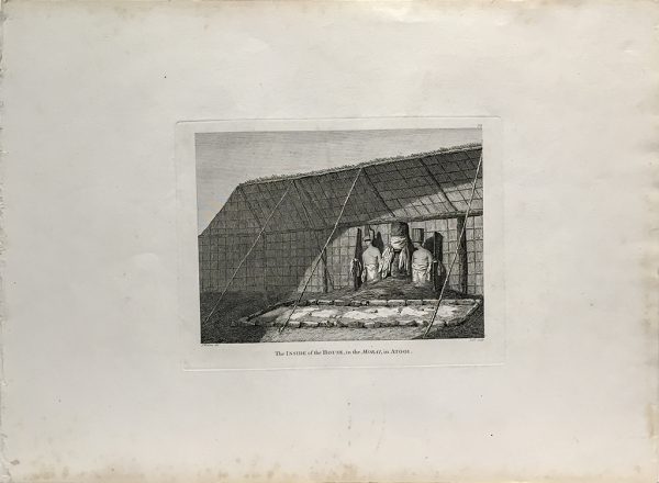 Cook Engraving - The Inside of a House in the Morai in Atooi
