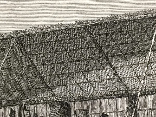 Cook Engraving - The Inside of a House in the Morai in Atooi