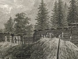 Cook Engraving - A View of the Habitations in Nootka Sound