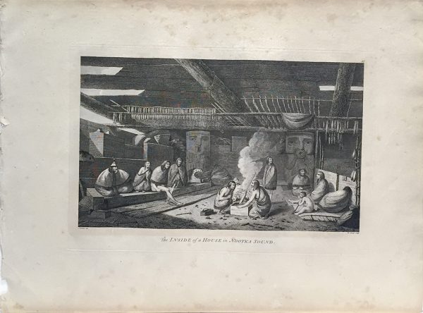 Cook Engraving - The Inside of a House in Nootka Sound