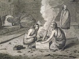 Cook Engraving - The Inside of a House in Nootka Sound