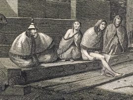 Cook Engraving - The Inside of a House in Nootka Sound