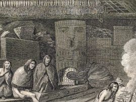 Cook Engraving - The Inside of a House in Nootka Sound