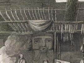 Cook Engraving - The Inside of a House in Nootka Sound