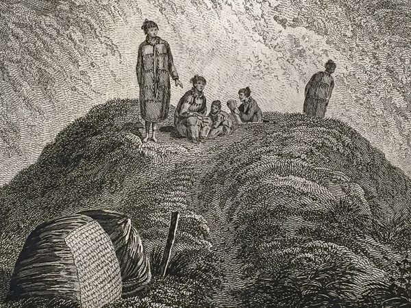 Cook Engraving - Natives of Oonalashka and Their Habitations