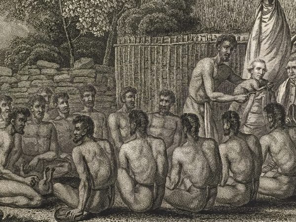 Cook Engraving - An Offering Before Captain Cook in the Sandwich Islands