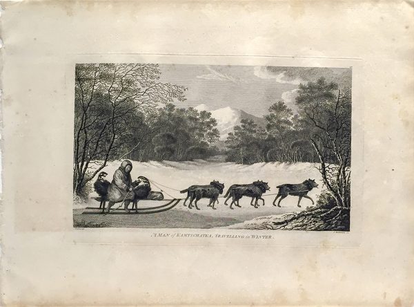 Cook Engraving - A Man of Kamtschataka Traveling in Winter