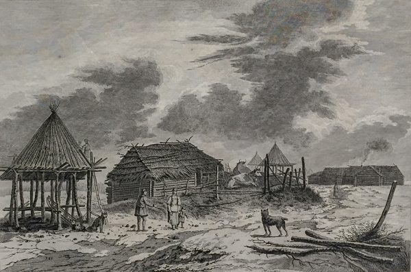 Cook Engraving - A View of Bolcheretzkoi in Kamtschataka