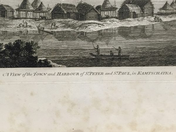 Cook Engraving - A View of the Town and Harbour of St. Peter and Paul, Kamtschataka